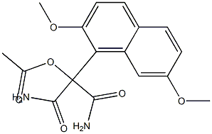 2-(2,7-Dimethoxy-1-naphtyl)-2-acetoxymalonamide Struktur
