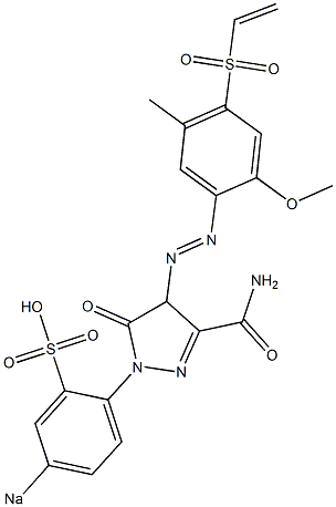 5-Oxo-1-(p-sodiosulfophenyl)-4-(2-methoxy-5-methyl-4-vinylsulfonylphenylazo)-2-pyrazoline-3-carboxamide,,结构式