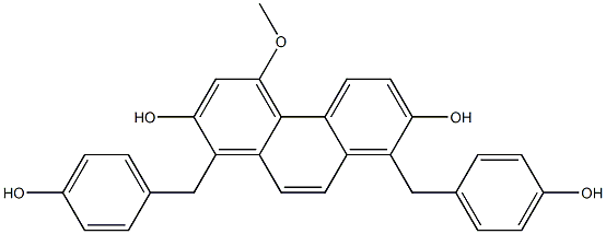 1,8-ビス(4-ヒドロキシベンジル)-4-メトキシフェナントレン-2,7-ジオール 化学構造式