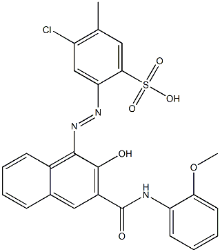 4-Chloro-2-[2-hydroxy-3-(o-methoxyphenylcarbamoyl)-1-naphtylazo]-5-methylbenzenesulfonic acid Struktur
