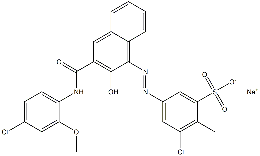 3-Chloro-2-methyl-5-[[3-[[(4-chloro-2-methoxyphenyl)amino]carbonyl]-2-hydroxy-1-naphtyl]azo]benzenesulfonic acid sodium salt Struktur