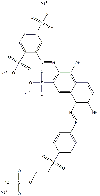 2-[[1-Hydroxy-3-sulfo-5-[4-[[2-(sulfooxy)ethyl]sulfonyl]phenylazo]-6-amino-2-naphtyl]azo]-1,4-benzenedisulfonic acid tetrasodium salt Struktur