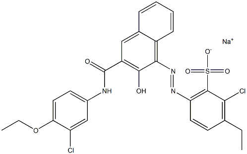 2-Chloro-3-ethyl-6-[[3-[[(3-chloro-4-ethoxyphenyl)amino]carbonyl]-2-hydroxy-1-naphtyl]azo]benzenesulfonic acid sodium salt,,结构式