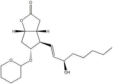 (1S,5R,6R,7R)-6-[(1E,3R)-3-ヒドロキシ-1-オクテニル]-7-(テトラヒドロ-2H-ピラン-2-イルオキシ)-2-オキサビシクロ[3.3.0]オクタン-3-オン 化学構造式