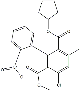 3-メチル-5-クロロ-6-メトキシカルボニル-2'-ニトロ-1,1'-ビフェニル-2-カルボン酸シクロペンチル 化学構造式