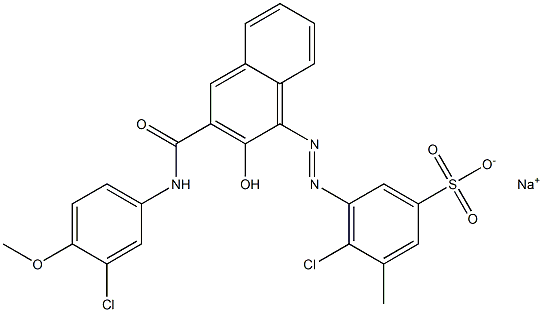 4-Chloro-3-methyl-5-[[3-[[(3-chloro-4-methoxyphenyl)amino]carbonyl]-2-hydroxy-1-naphtyl]azo]benzenesulfonic acid sodium salt Struktur