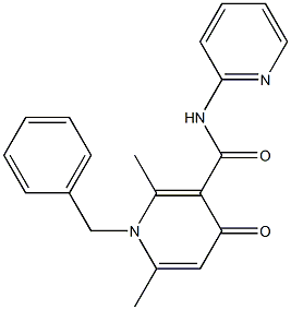 1-ベンジル-1,4-ジヒドロ-2,6-ジメチル-N-(2-ピリジニル)-4-オキソピリジン-3-カルボアミド 化学構造式