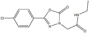 N-エチル-5-(4-クロロフェニル)-2-オキソ-1,3,4-オキサジアゾール-3(2H)-アセトアミド 化学構造式