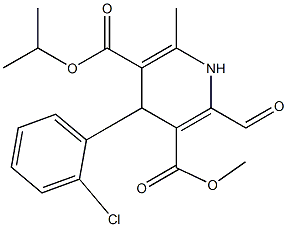 4-(2-クロロ-フェニル)-2-ホルミル-6-メチル-1,4-ジヒドロピリジン-3,5-ジカルボン酸3-メチル5-イソプロピル 化学構造式