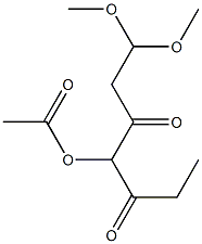 酢酸4,4-ジメトキシ-1-プロピオニル-2-オキソブチル 化学構造式