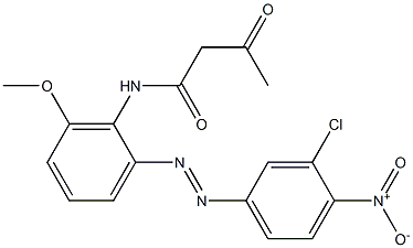 2-アセチル-2'-(3-クロロ-4-ニトロフェニルアゾ)-6'-メトキシアセトアニリド 化学構造式