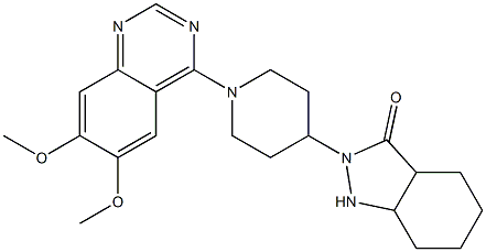 2-[1-(6,7-Dimethoxyquinazolin-4-yl)piperidin-4-yl]-1,2,3a,4,5,6,7,7a-octahydro-3H-indazol-3-one Struktur
