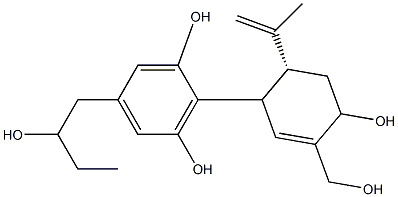 5-(2-ヒドロキシブチル)-2-[(2R)-2-(1-メチルエテニル)-4-ヒドロキシ-5-(ヒドロキシメチル)-5-シクロヘキセン-1-イル]ベンゼン-1,3-ジオール 化学構造式
