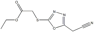 [(5-シアノメチル-1,3,4-オキサジアゾール-2-イル)チオ]酢酸エチル 化学構造式