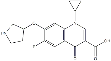 7-[3-Pyrrolidinyloxy]-1-cyclopropyl-6-fluoro-1,4-dihydro-4-oxoquinoline-3-carboxylic acid 结构式