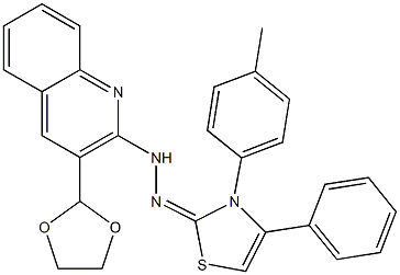 2-[2-[3-(1,3-Dioxolane-2-yl)quinoline-2-yl]hydrazono]-3-(4-methylphenyl)-2,3-dihydro-4-phenylthiazole|