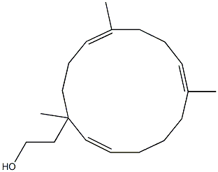 (4E,8E,13E)-1,5,9-トリメチル-4,8,13-シクロテトラデカトリエン-1-エタノール 化学構造式