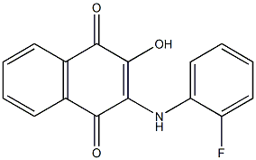2-Hydroxy-3-(2-fluorophenyl)amino-1,4-naphthoquinone,,结构式