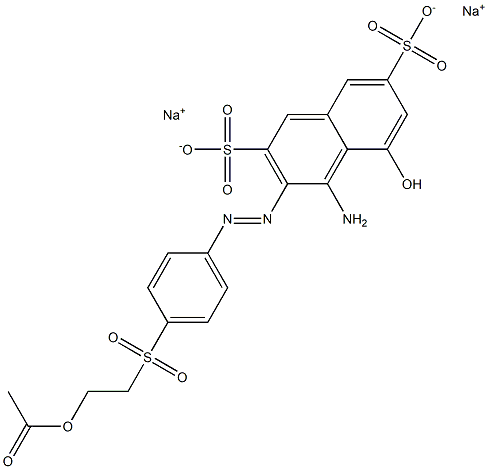 3-[p-(2-アセトキシエチルスルホニル)フェニルアゾ]-4-アミノ-5-ヒドロキシ-2,7-ナフタレンジスルホン酸二ナトリウム 化学構造式