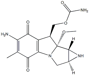 (1aS,8S,8aR,8bR)-6-Amino-1,1a,2,8,8a,8b-hexahydro-8-carbamoyloxymethyl-8a-methoxy-5-methylazirino[2',3':3,4]pyrrolo[1,2-a]indole-4,7-dione 结构式