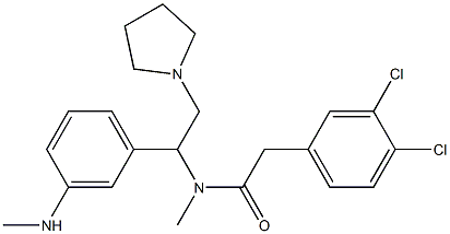 3,4-ジクロロ-N-メチル-N-[1-(3-メチルアミノフェニル)-2-(1-ピロリジニル)エチル]ベンゼンアセトアミド 化学構造式