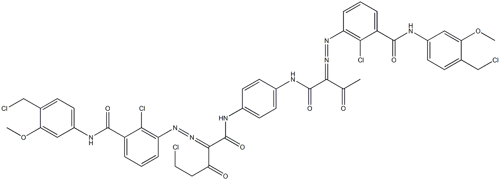 3,3'-[2-(Chloromethyl)-1,4-phenylenebis[iminocarbonyl(acetylmethylene)azo]]bis[N-[4-(chloromethyl)-3-methoxyphenyl]-2-chlorobenzamide] Structure