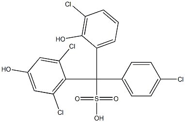 (4-クロロフェニル)(3-クロロ-2-ヒドロキシフェニル)(2,6-ジクロロ-4-ヒドロキシフェニル)メタンスルホン酸 化学構造式