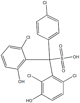 (4-クロロフェニル)(2-クロロ-6-ヒドロキシフェニル)(2,6-ジクロロ-3-ヒドロキシフェニル)メタンスルホン酸 化学構造式