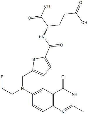 (S)-2-[5-[[N-[(3,4-Dihydro-2-methyl-4-oxoquinazolin)-6-yl]-N-(2-fluoroethyl)amino]methyl]-2-thienylcarbonylamino]glutaric acid Struktur