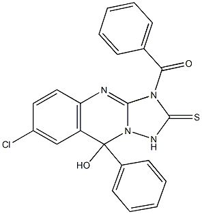 7-Chloro-3,9-dihydro-9-hydroxy-3-benzoyl-9-phenyl[1,2,4]triazolo[5,1-b]quinazoline-2(1H)-thione Struktur