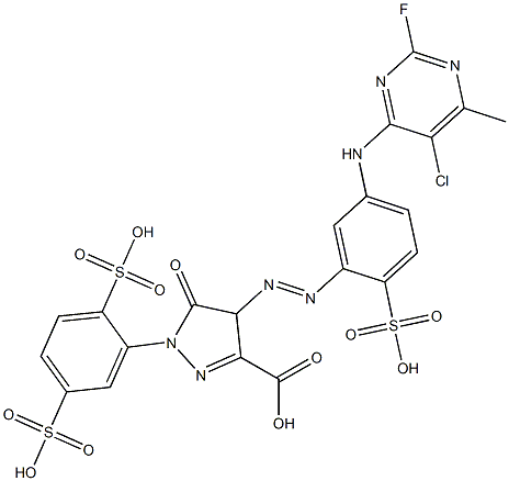 4-[[5-[(5-Chloro-2-fluoro-6-methyl-4-pyrimidinyl)amino]-2-sulfophenyl]azo]-1-(2,5-disulfophenyl)-4,5-dihydro-5-oxo-1H-pyrazole-3-carboxylic acid Structure