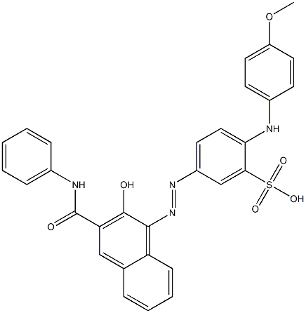 2-(p-Anisidino)-5-(2-hydroxy-3-phenylcarbamoyl-1-naphtylazo)-1-benzenesulfonic acid,,结构式