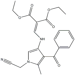 [N-(4-Benzoyl-1-cyanomethyl-5-methyl-1H-pyrrol-3-yl)aminomethylene]malonic acid diethyl ester,,结构式