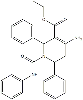 2,6-ジフェニル-1-(フェニルカルバモイル)-4-[アミノ]-1,2,5,6-テトラヒドロピリジン-3-カルボン酸エチル 化学構造式