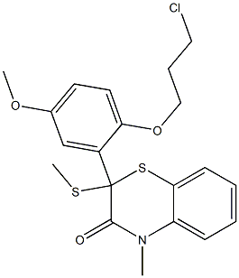 2-[2-(3-Chloropropyloxy)-5-methoxyphenyl]-2-methylthio-4-methyl-4H-1,4-benzothiazin-3(2H)-one 结构式