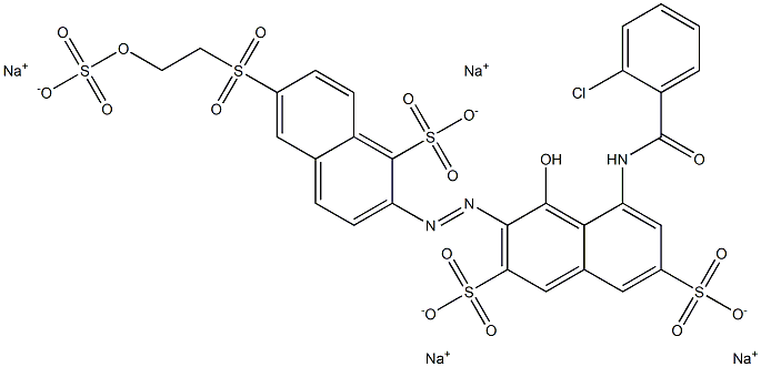 5-(2-クロロベンゾイルアミノ)-4-ヒドロキシ-3-[6-[2-(スルホオキシ)エチルスルホニル]-1-スルホ-2-ナフチルアゾ]-2,7-ナフタレンジスルホン酸四ナトリウム 化学構造式