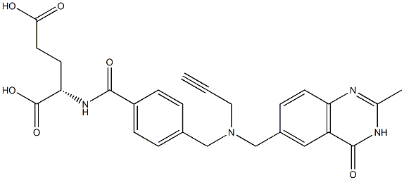 (S)-2-[4-[N-[(2-Methyl-3,4-dihydro-4-oxoquinazolin)-6-ylmethyl]-N-(2-propynyl)aminomethyl]benzoylamino]glutaric acid Struktur