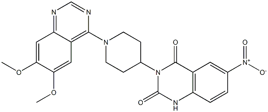 3-[1-(6,7-Dimethoxy-4-quinazolinyl)-4-piperidinyl]-6-nitroquinazoline-2,4(1H,3H)-dione 结构式