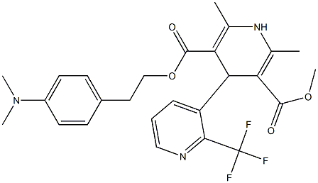 2,6-Dimethyl-4-[2-(trifluoromethyl)-3-pyridyl]-1,4-dihydropyridine-3,5-dicarboxylic acid 3-methyl 5-[2-[4-dimethylaminophenyl]ethyl] ester,,结构式