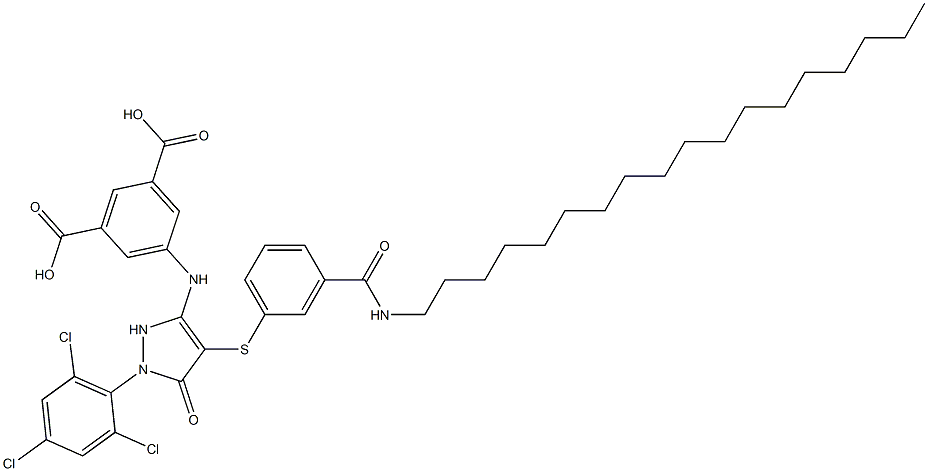 1-(2,4,6-Trichlorophenyl)-3-(3,5-dicarboxyphenylamino)-4-[3-(N-octadecylcarbamoyl)phenylthio]-5(2H)-pyrazolone,,结构式