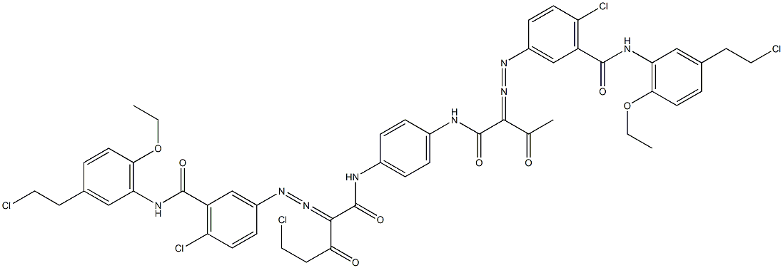 3,3'-[2-(Chloromethyl)-1,4-phenylenebis[iminocarbonyl(acetylmethylene)azo]]bis[N-[3-(2-chloroethyl)-6-ethoxyphenyl]-6-chlorobenzamide] Structure