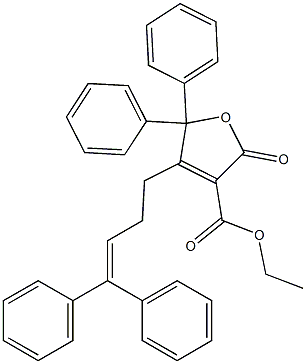 5,5-Diphenyl-2-oxo-2,5-dihydro-4-[4,4-diphenyl-3-butenyl]furan-3-carboxylic acid ethyl ester Struktur