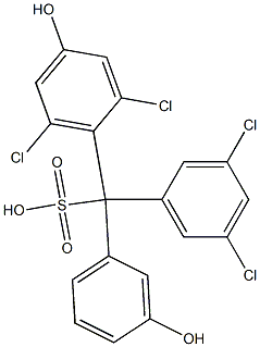 (3,5-Dichlorophenyl)(2,6-dichloro-4-hydroxyphenyl)(3-hydroxyphenyl)methanesulfonic acid,,结构式