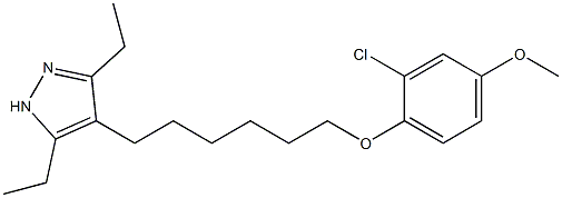 4-[6-(2-Chloro-4-methoxyphenoxy)hexyl]-3,5-diethyl-1H-pyrazole,,结构式