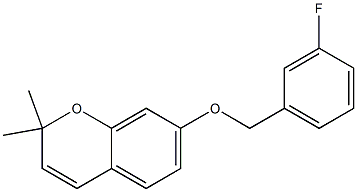 7-(3-Fluorobenzyloxy)-2,2-dimethyl-2H-1-benzopyran Struktur