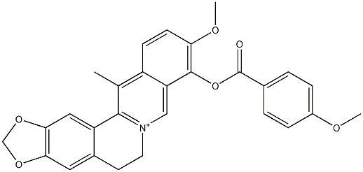 5,6-Dihydro-10-methoxy-9-(4-methoxybenzoyloxy)-13-methylbenzo[g]-1,3-benzodioxolo[5,6-a]quinolizinium,,结构式