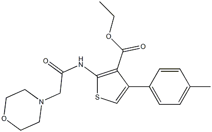 2-[[モルホリノアセチル]アミノ]-4-(4-メチルフェニル)チオフェン-3-カルボン酸エチル 化学構造式
