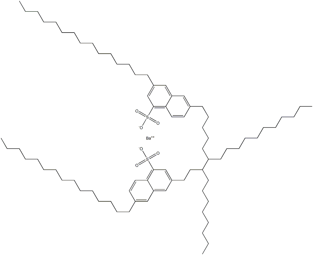 Bis(3,6-dipentadecyl-1-naphthalenesulfonic acid)barium salt Structure