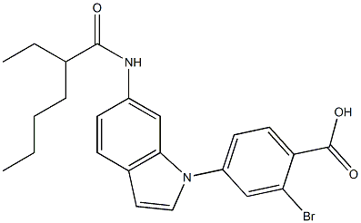 4-[6-(2-Ethylhexanoylamino)-1H-indol-1-yl]-2-bromobenzoic acid,,结构式