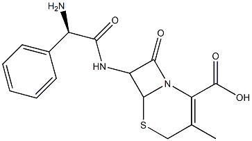 7-[(R)-2-Amino-2-phenylacetylamino]-3-methyl-8-oxo-5-thia-1-azabicyclo[4.2.0]oct-2-ene-2-carboxylic acid Struktur